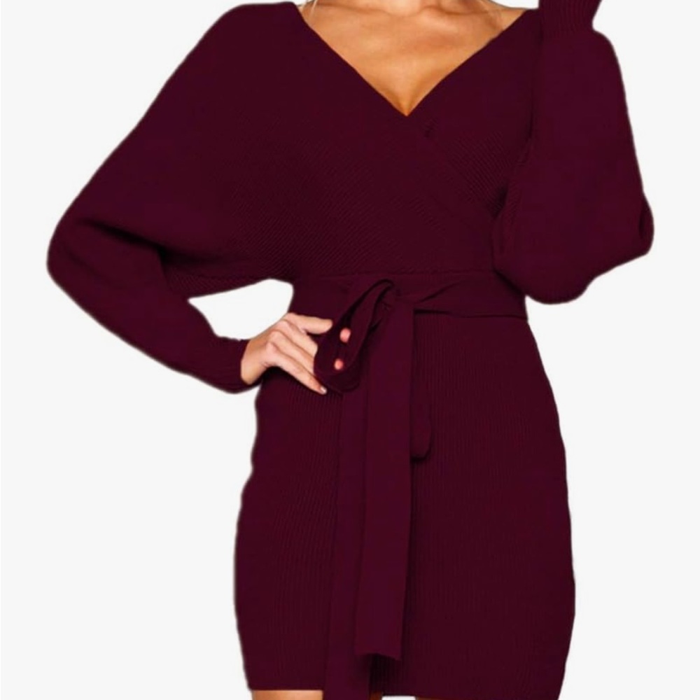 NWT - Sexy Wrap Sweater Dress, XLarge, Wine color